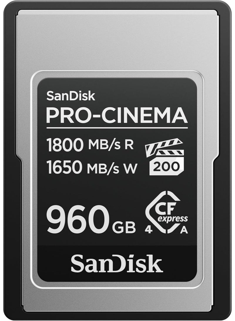 sandisk PRO-CINEMA CFexpress Type A Card 960GB (read speeds up to 1800MB/s, write speeds up to 1650MB/s, 4K, 6K, 8K, VPG200, Rescue PRO) - Image 1